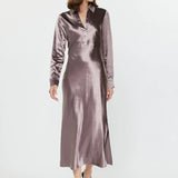 LSLV SILKY SHIRT DRESS