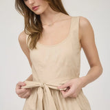 SLVLESS A-LINE MIDI W/ TIE BELT