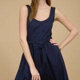 SLVLESS A-LINE MIDI W/ TIE BELT