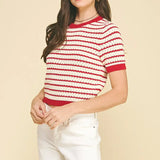 RED CROCHET SWEATER TOP