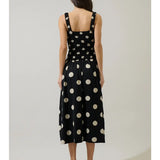 EMERSON DOT RUCHED MIDI DRESS