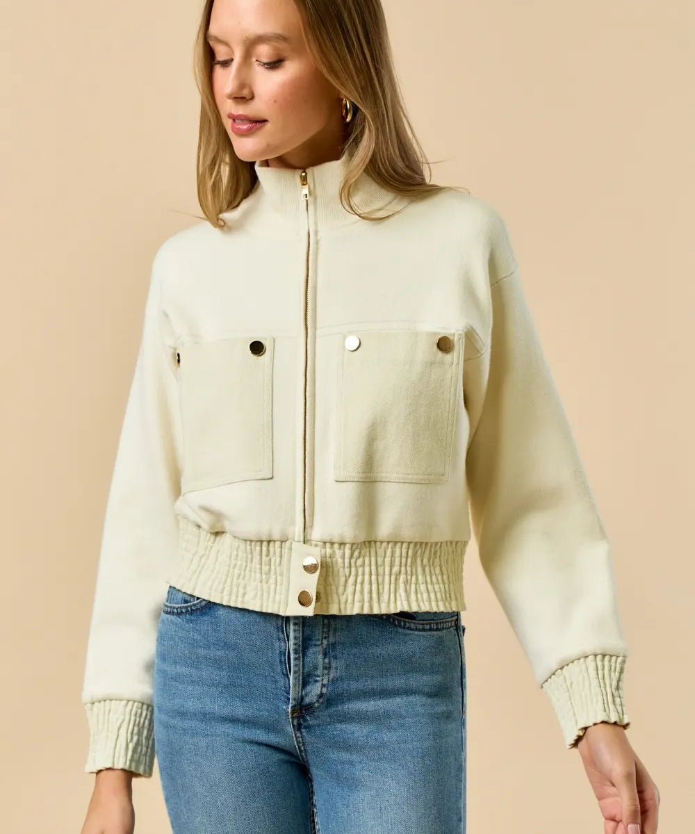 MOCK NECK ZIP UP JACKET