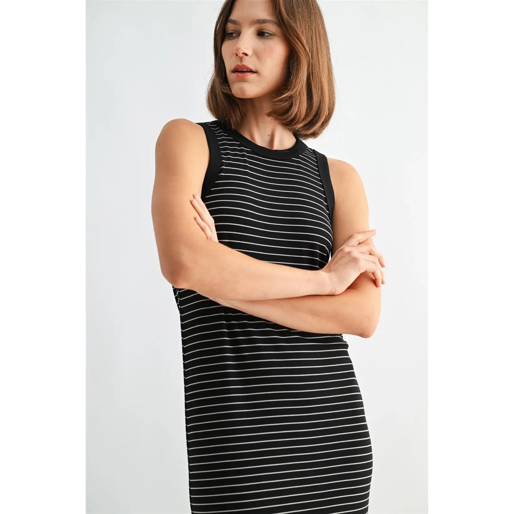 STRIPE RIB KNIT DRESS
