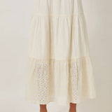 EMBROIDERED EYELET TIERED SKIRT