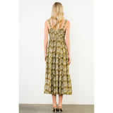 Pattern Detail Tiered Maxi Dress