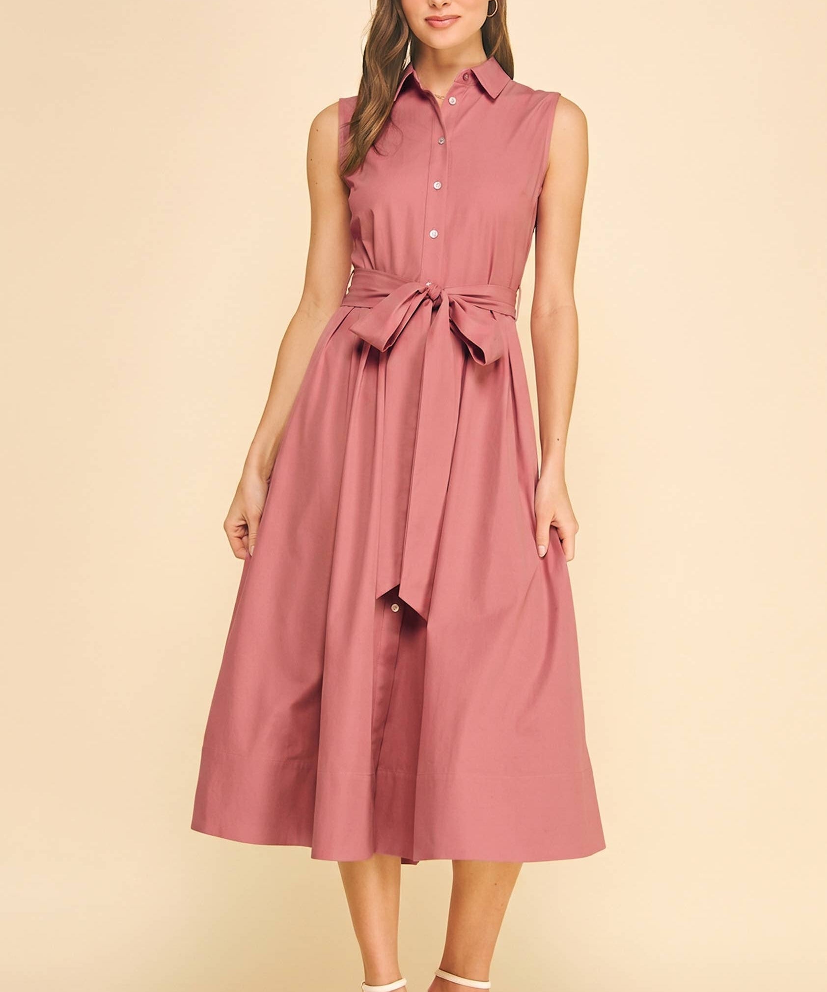 BUTTON DOWN FLARED DRESS