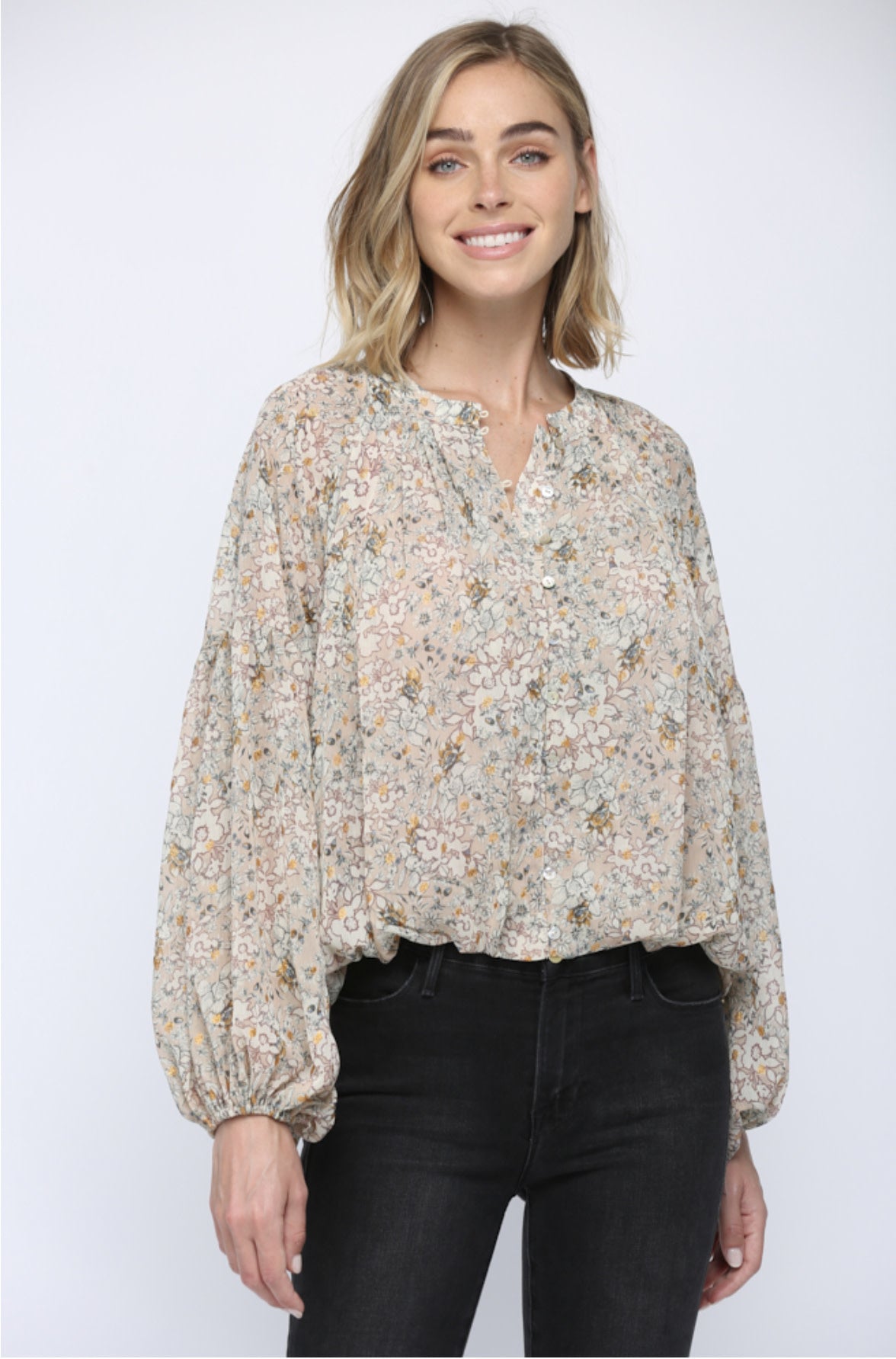 LUREX FLORAL PRINT BLOUSE