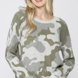 CAMO WAFFLE KNIT SWEATER
