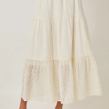 EMBROIDERED EYELET TIERED SKIRT