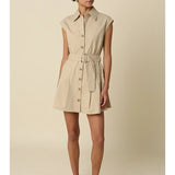 DONNA BELTED SLVLESS SHIRT DRESS