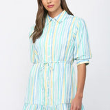 WATERCOLOR STRIPE PRINT MINI DRESS