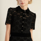 SSLV WOVEN LACE MIDI DRESS