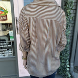 BUTTON DOWN BOYFRIEND STRIPED TOP
