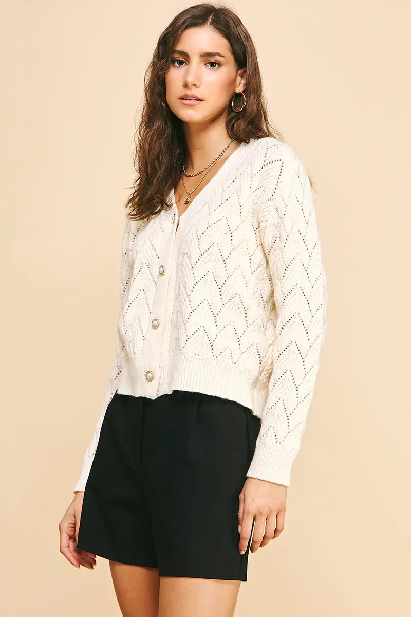 PEARL BUTTON DOWN KNIT CARDIGAN