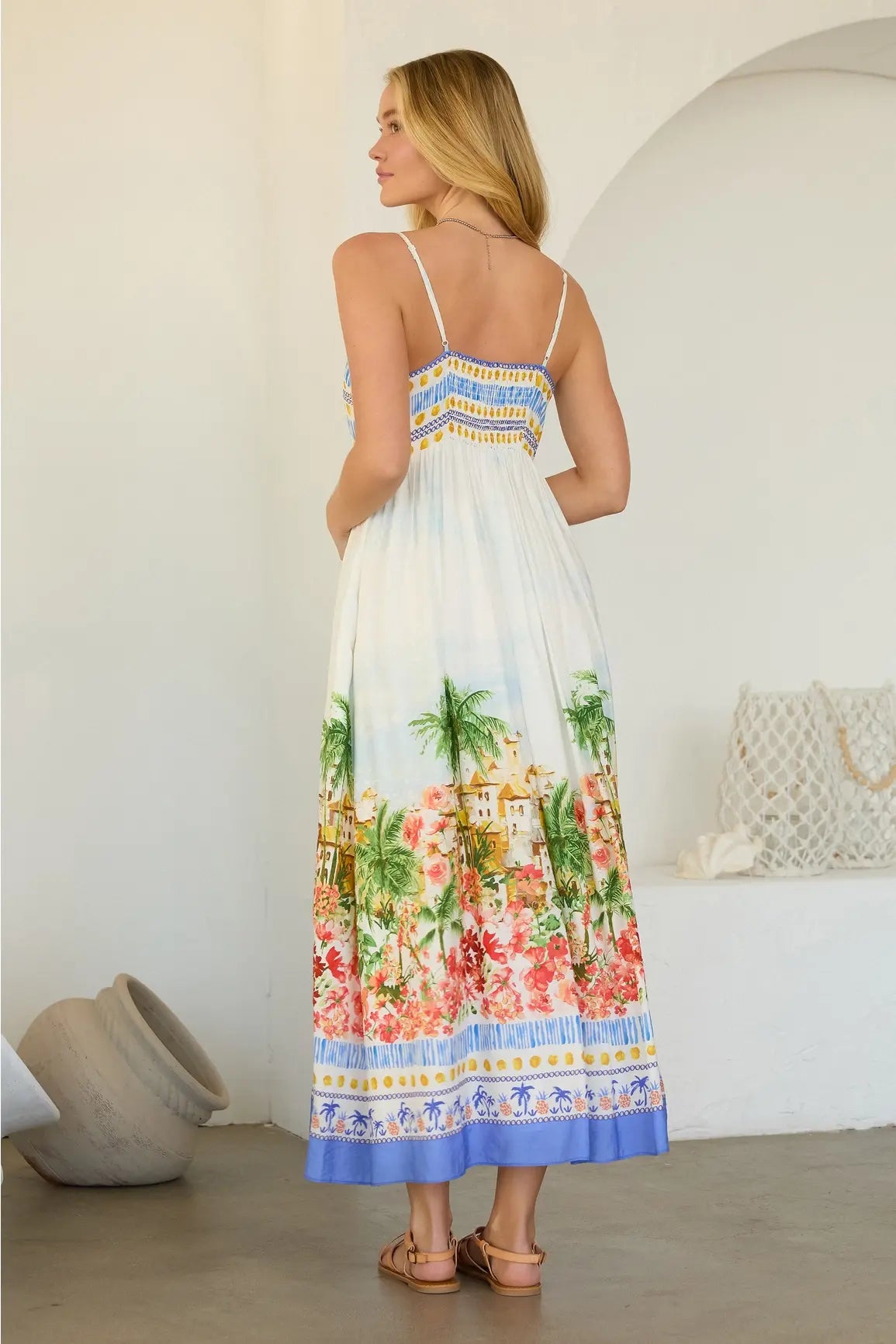 COASTAL TOWN PRINT SUNDRESS