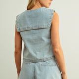 SAILOR COLLAR DENIM TOP