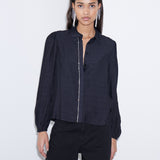 LSLV BLOUSE W/ RHINESTONE ACCENT