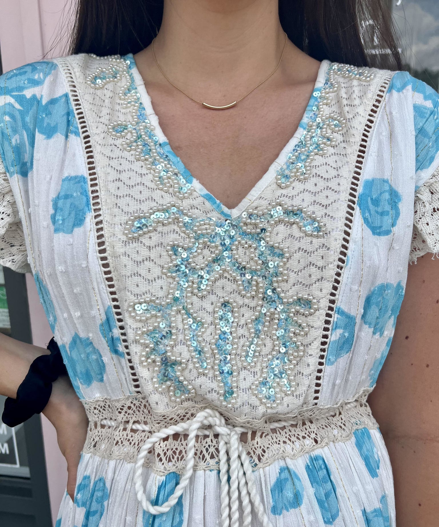 PEARL DETAIL MAXI DRESS