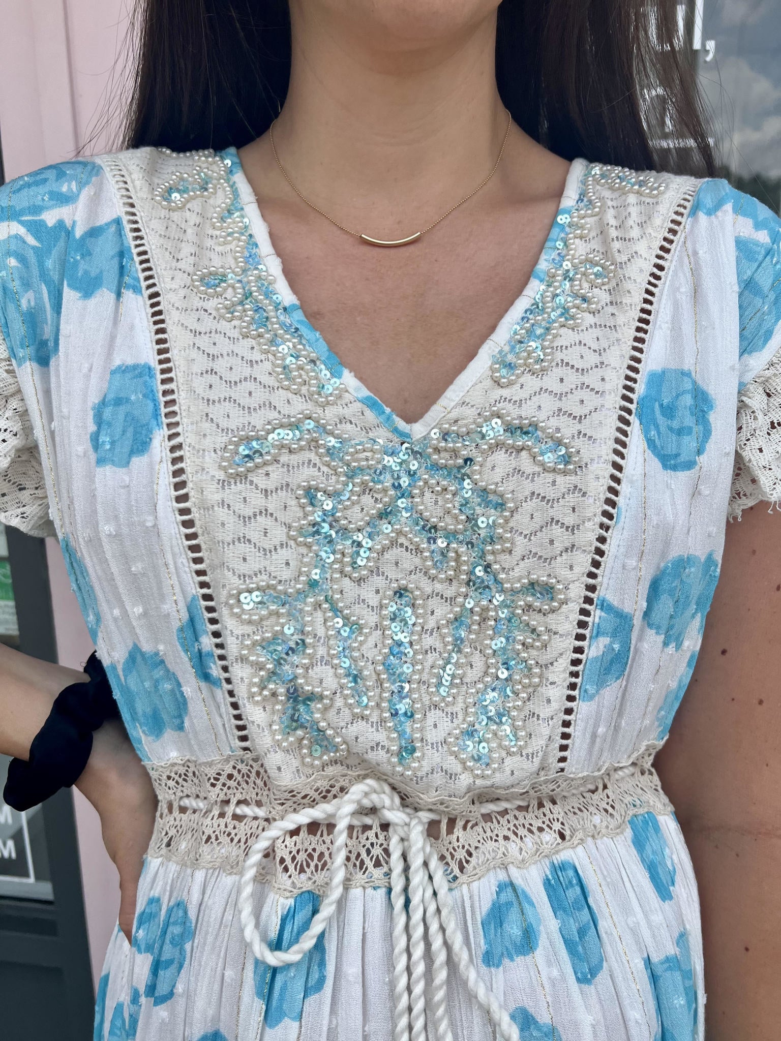PEARL DETAIL MAXI DRESS
