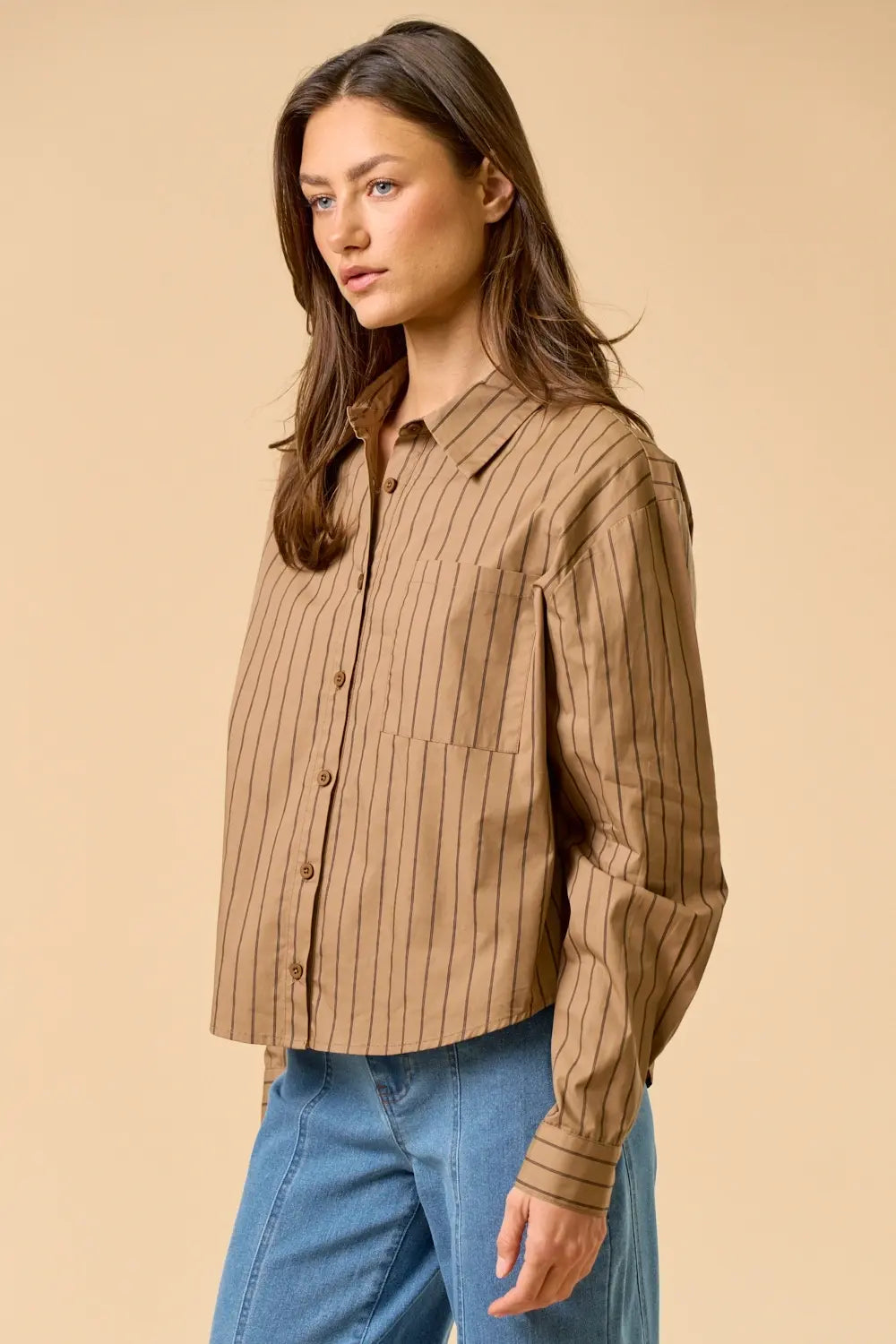 STRIPED BUTTON DOWN BLOUSE