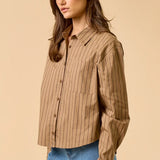 STRIPED BUTTON DOWN BLOUSE