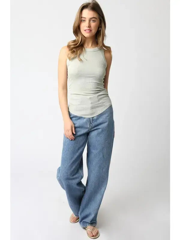 RIBBED HIGH SCOOP NECK TANK