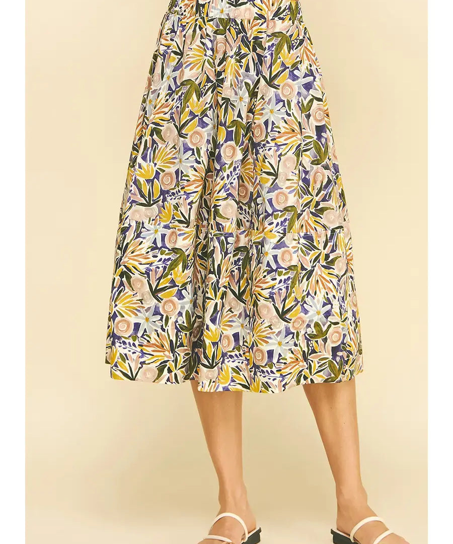 FLORAL PRINT A LINE SKIRT