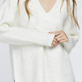 FLECK V NECK SWEATER
