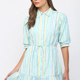 WATERCOLOR STRIPE PRINT MINI DRESS