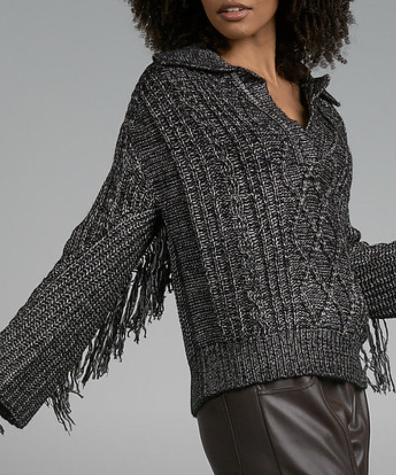 FRINGE DETAIL COLLAR SWEATER