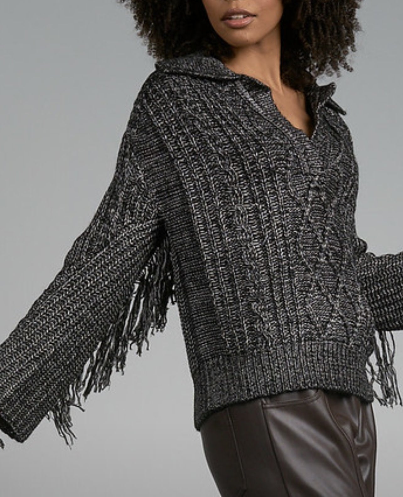 FRINGE DETAIL COLLAR SWEATER