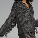 FRINGE DETAIL COLLAR SWEATER