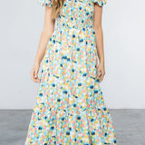 POLKA DOT SMOCKED MIDI DRESS