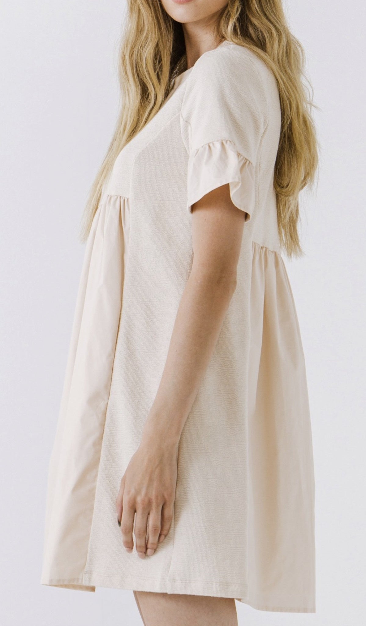 KNIT MIX MINI DRESS WITH POCKETS