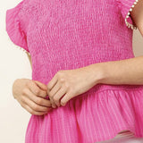 SMOCKED FLUTTER SLV TOP