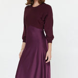 3/4 SLV MIXED MEDIA DRESS