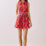 FLORAL PRINT SCALLOP TRIM DRESS