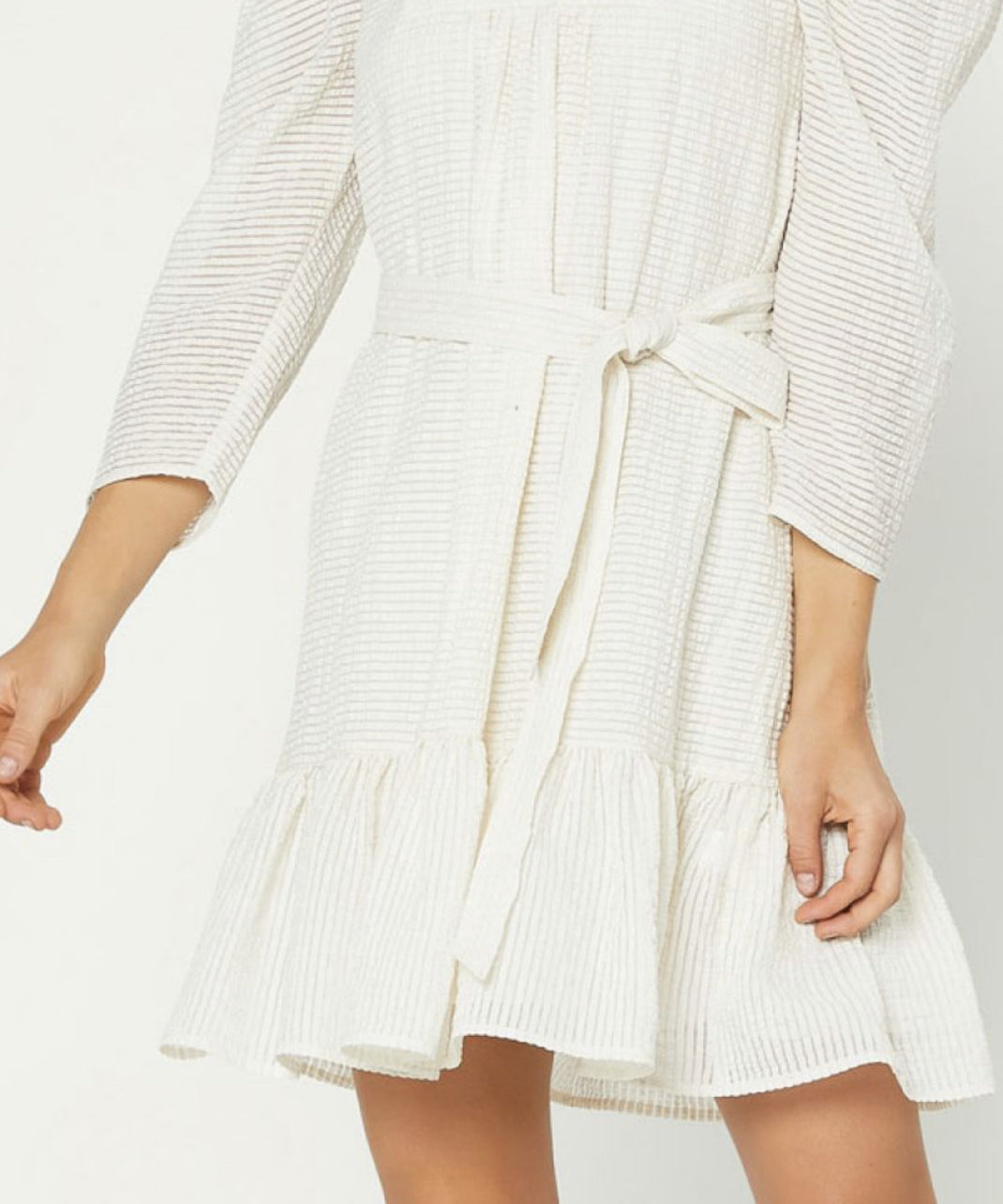 CRINKLED PUFF SLV MINI DRESS