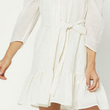 CRINKLED PUFF SLV MINI DRESS