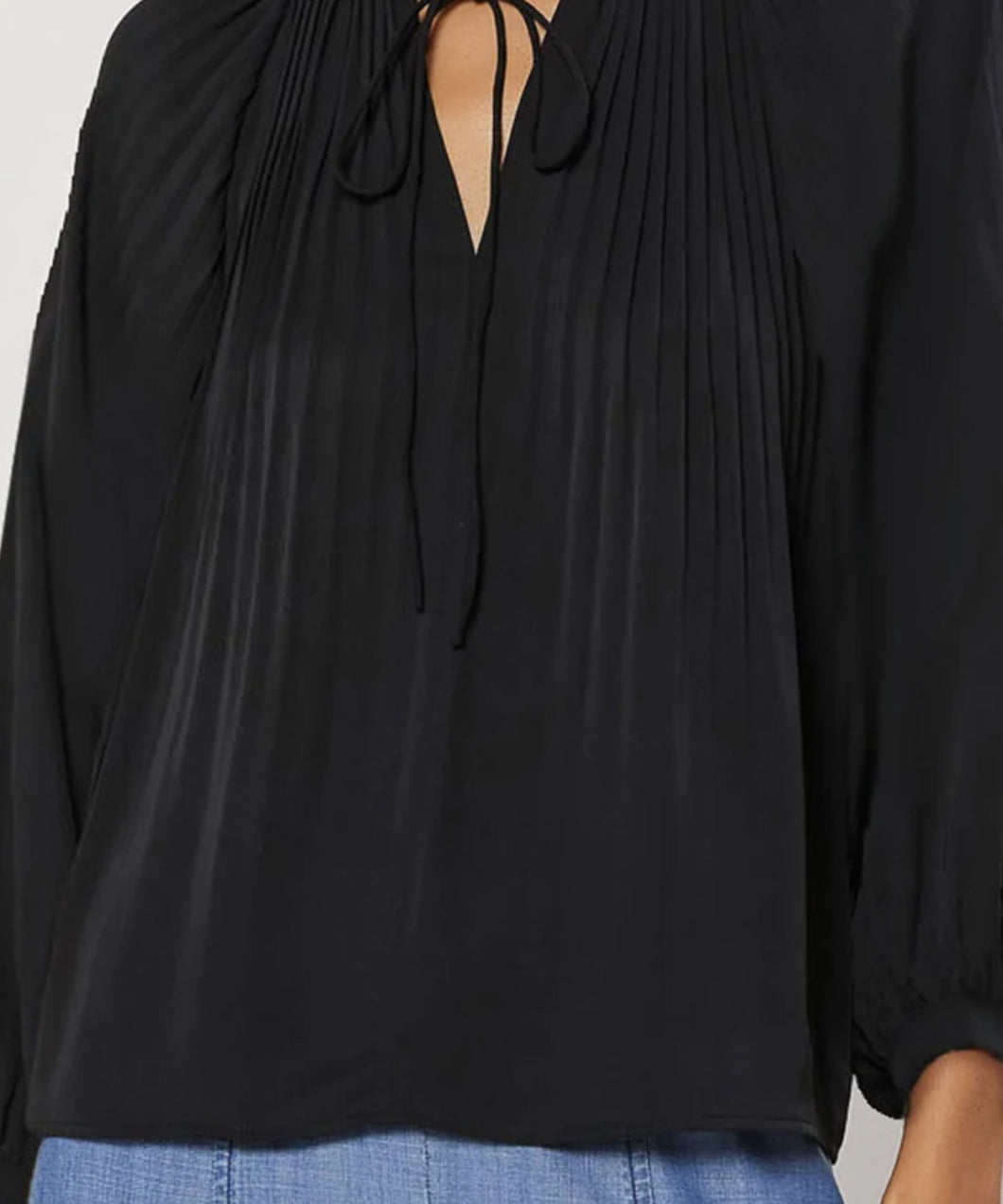 3Q SLV PLEATED TOP