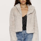 COLLARED FAUX FUR JACKET