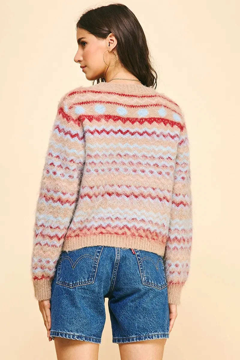 STRIPED BUTTON DOWN CARDIGAN