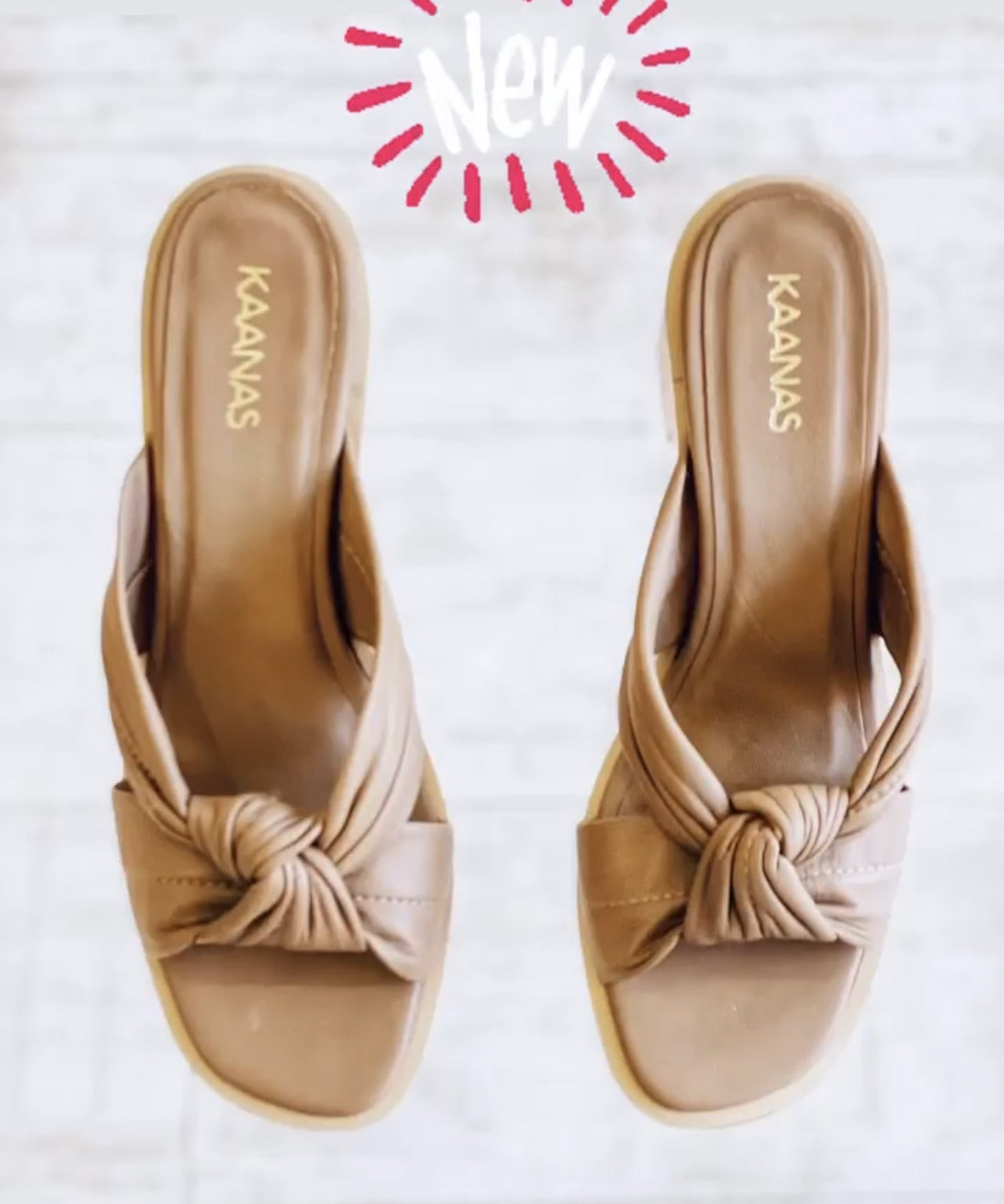 LEATHER KNOT WOOD HEEL