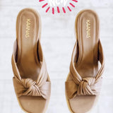 LEATHER KNOT WOOD HEEL