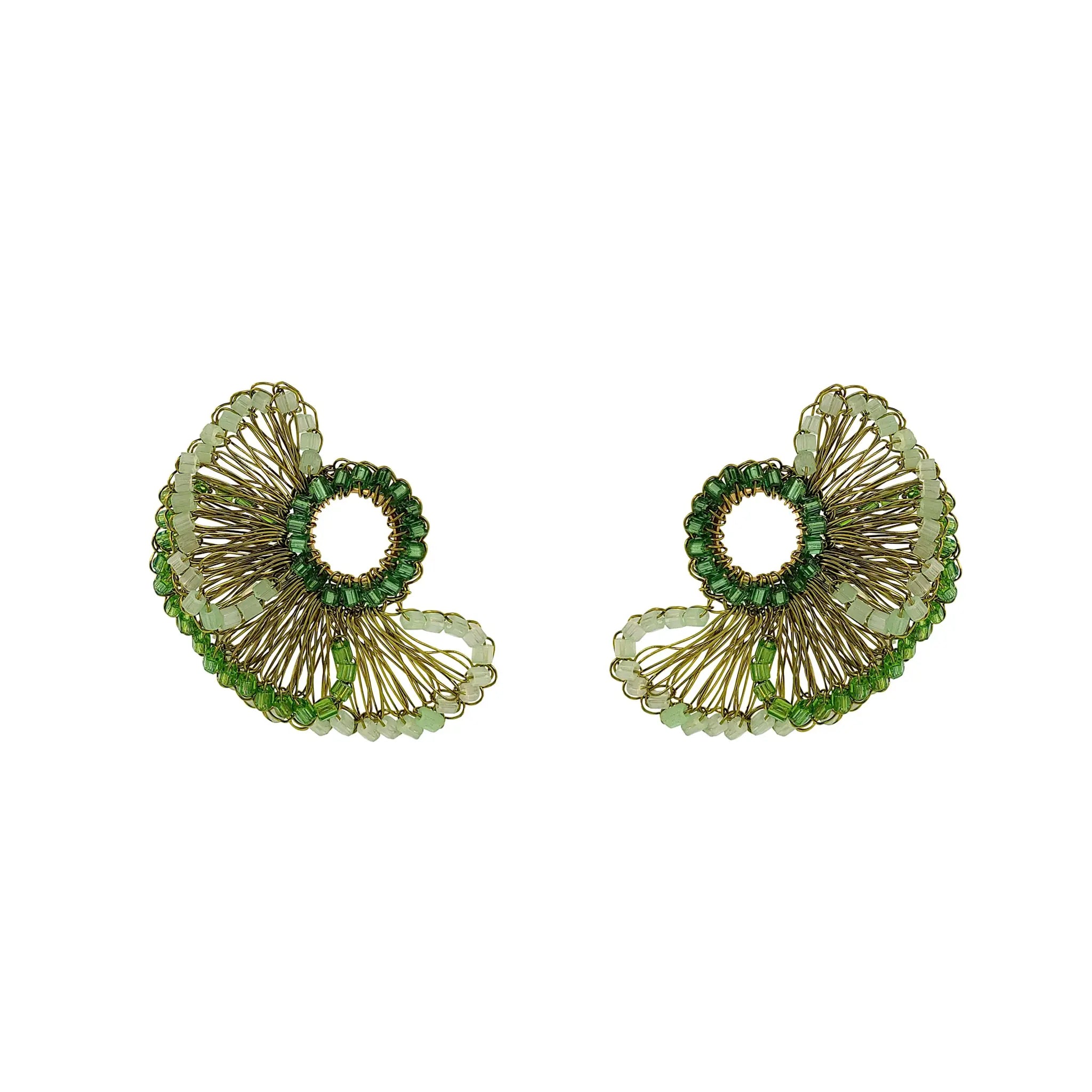 RUFFLED FIN EARRINGS GREEN
