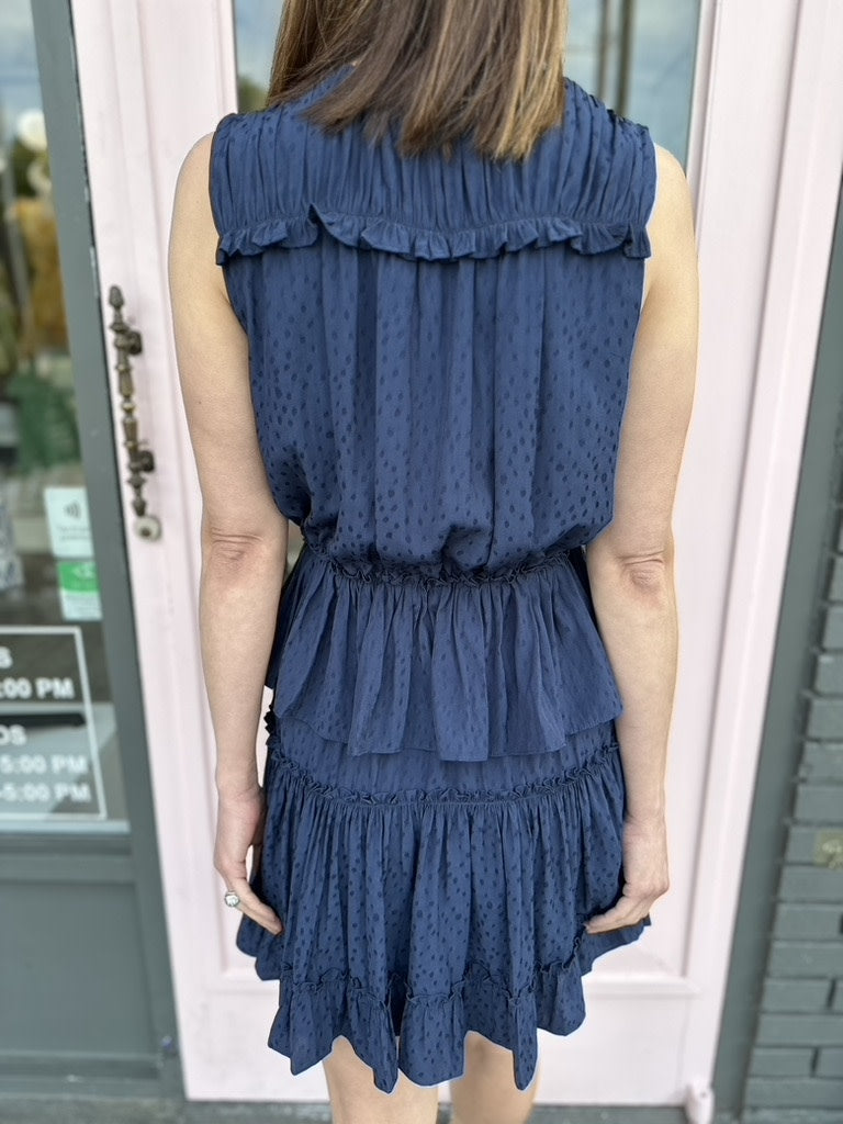 SLVLESS SURPLICE TIERED MINI DRESS W/ RUFFLE