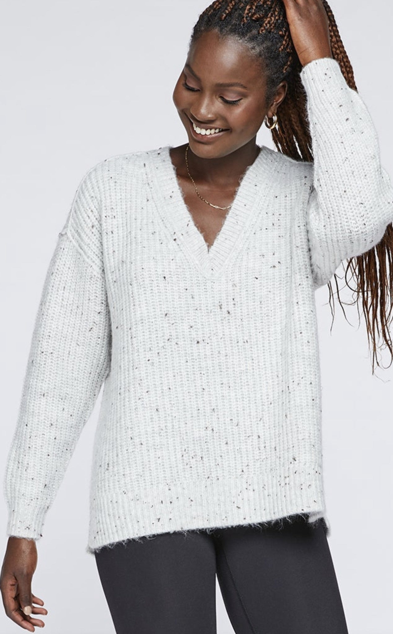 FLECK V NECK SWEATER