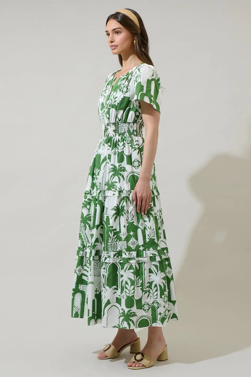 NALA CITY POPLIN TIERED MAXI DRESS