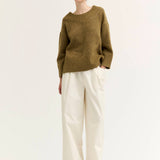 WIDE RIB KNIT TRIM SWEATER