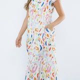 ABSTRACT PRINT MAXI DRESS